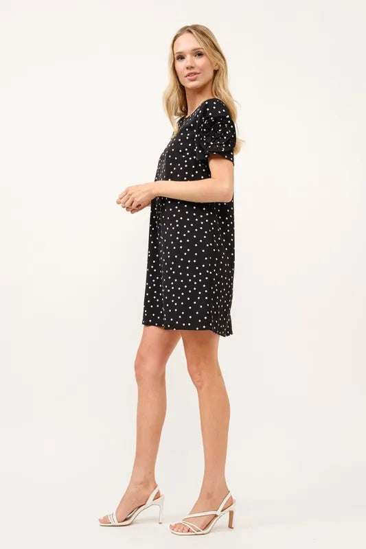 Embellished Sleeve Polka Dots Shift Dress view 8