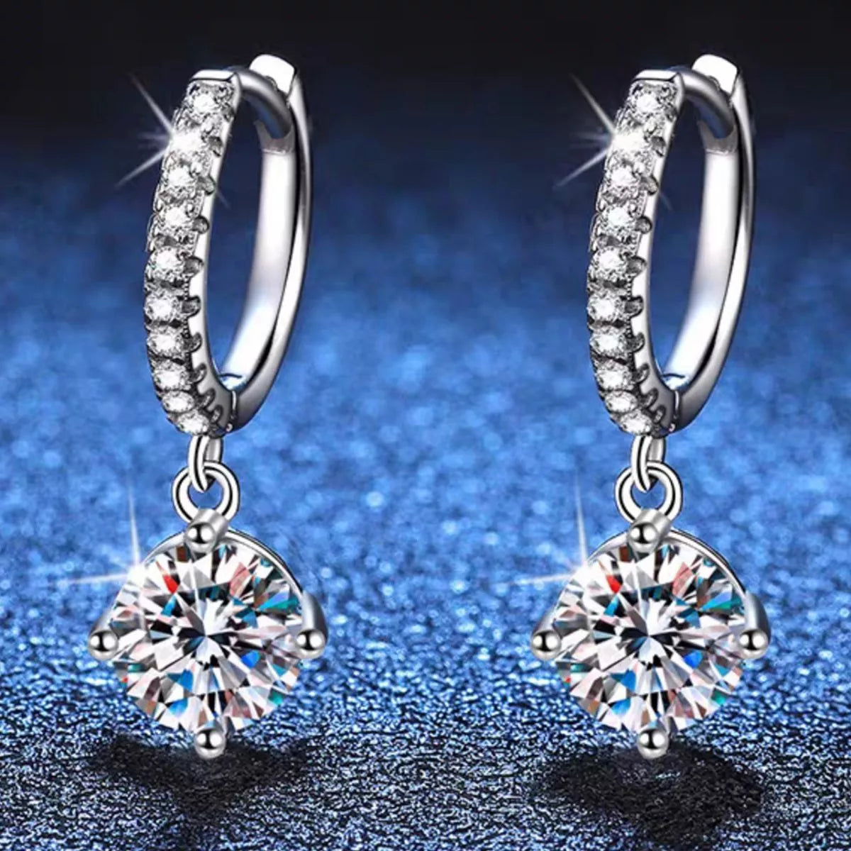 Side profile of the moissanite drop earring