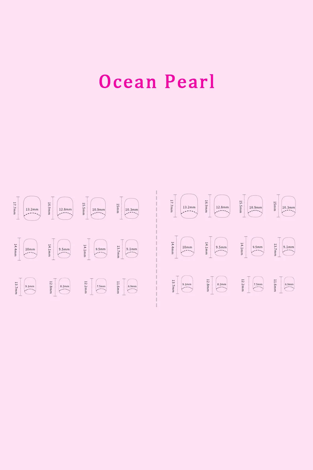 Full set of press on nail sizes