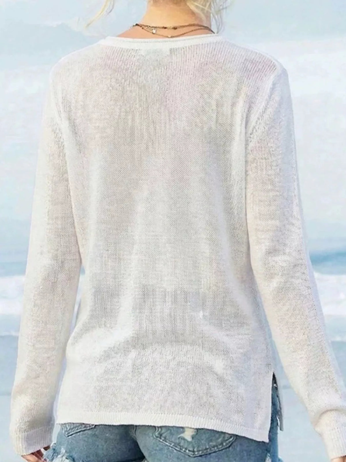 American Flag Ribbed Sweater side view