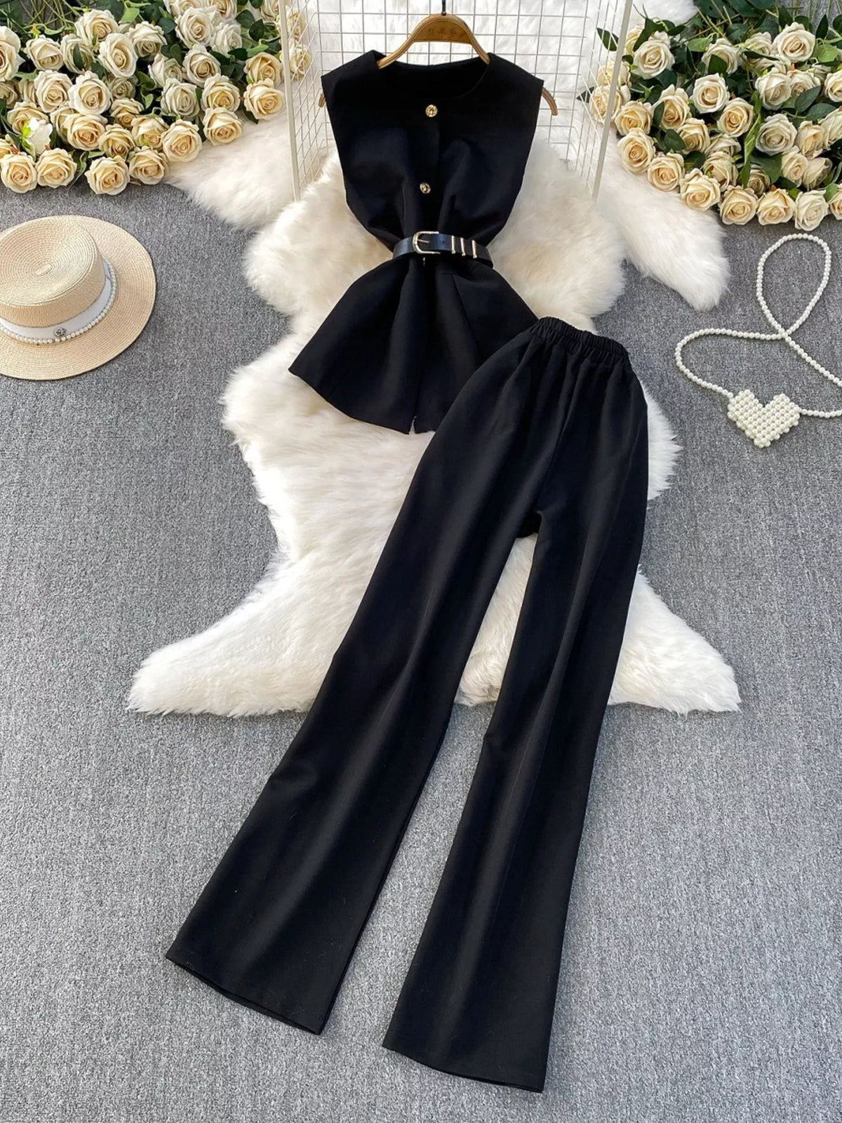 Coordinated wide leg pants set final view