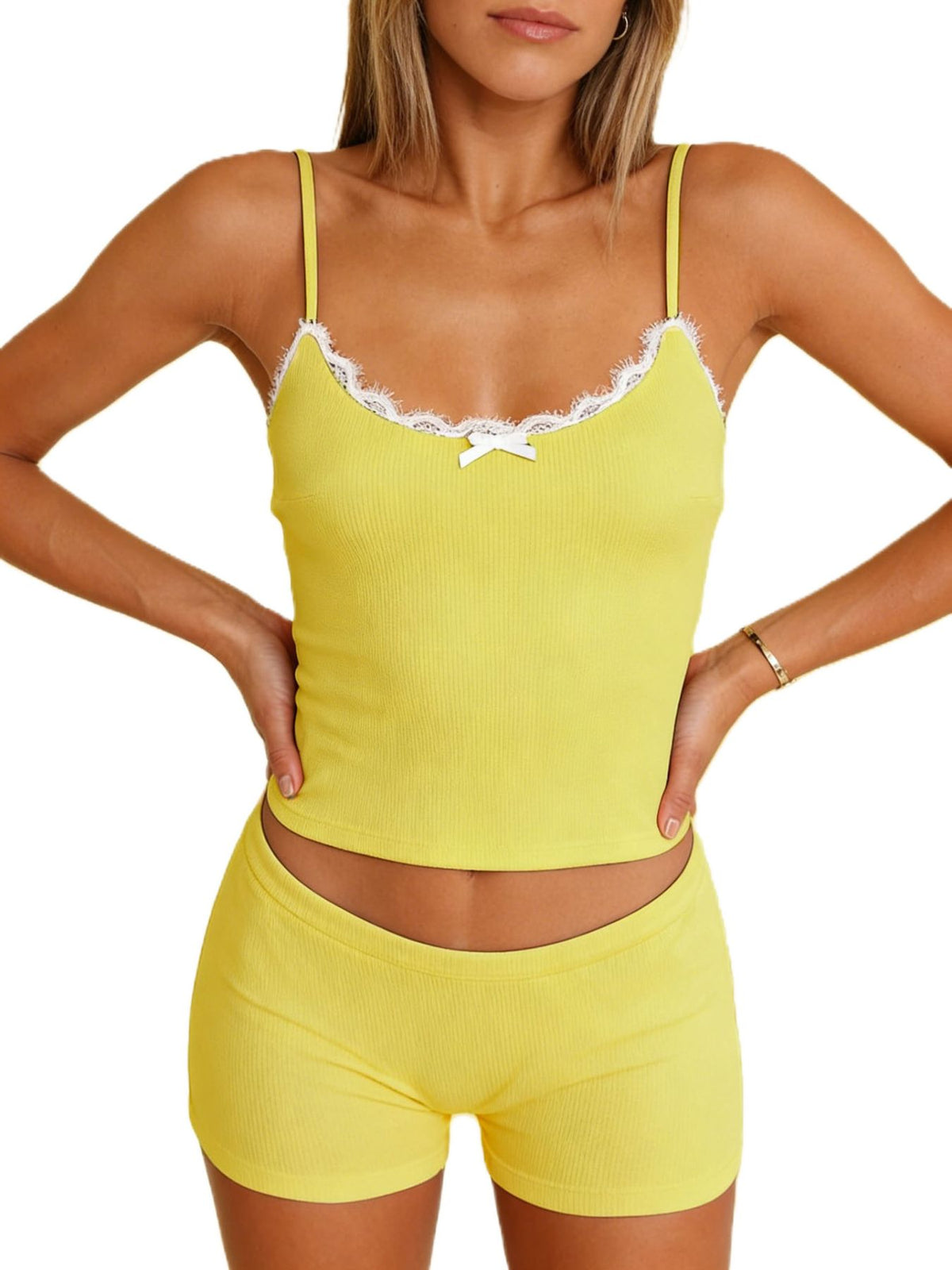 Contrast Trim Cami and Shorts Set, view 25