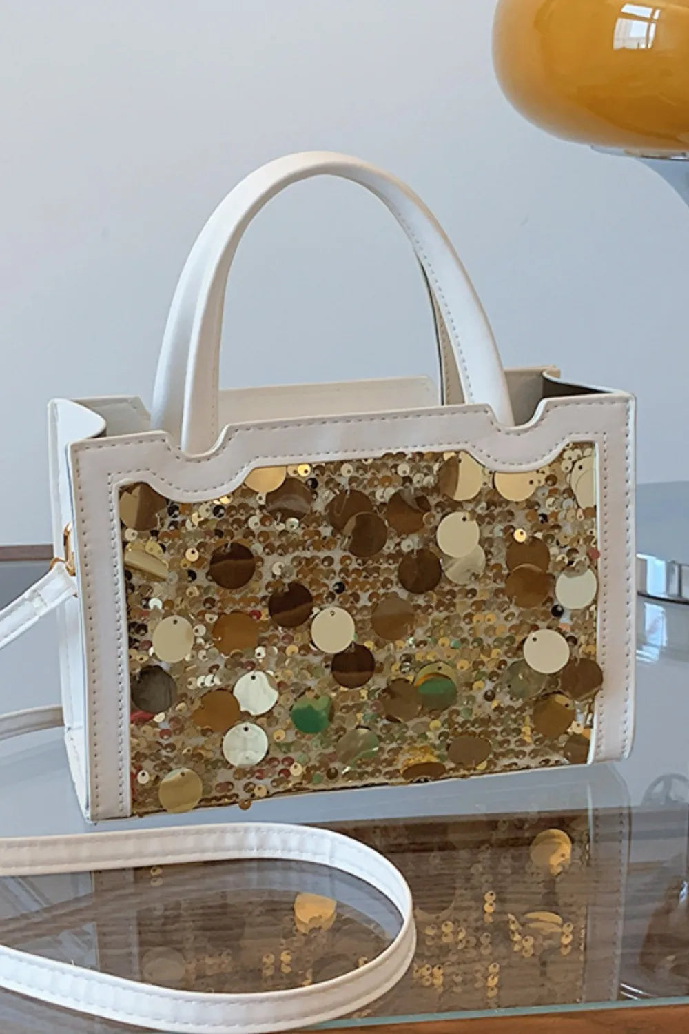 Faux Leather Sequin Handbag view 9