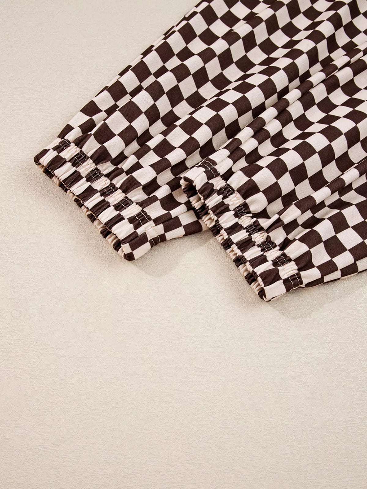 Checkered Drawstring Hoodie and Pants Set view 12