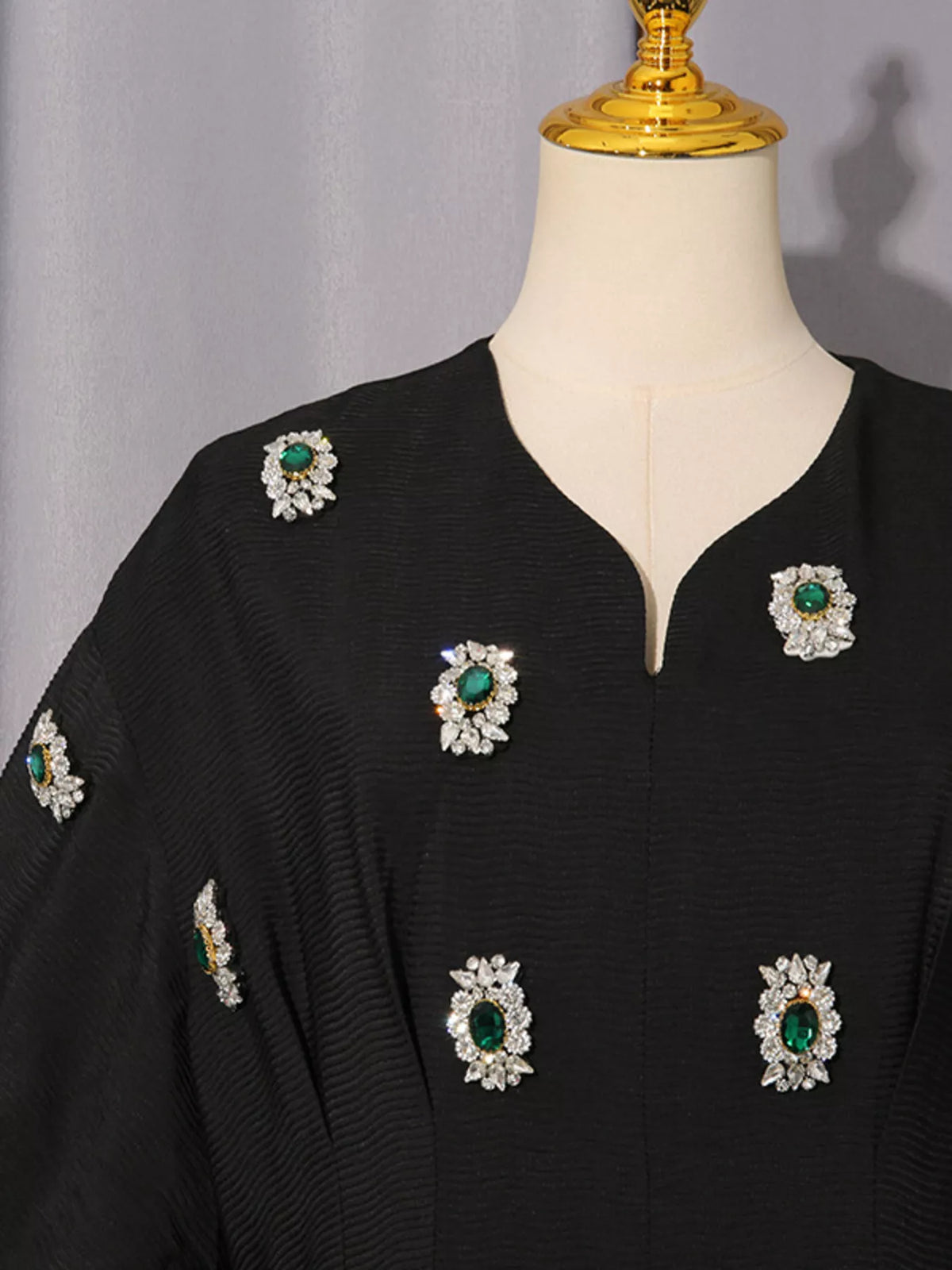 Embellished puff sleeve midi dress full length view