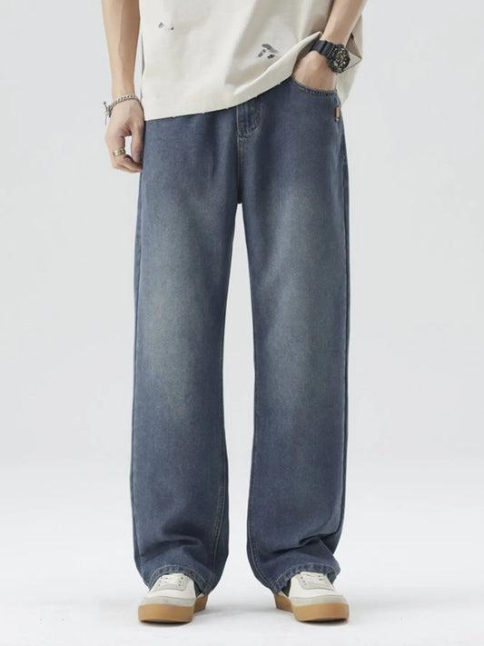 Men's Plus Size Wide Leg Wash Jeans - Fashorio
