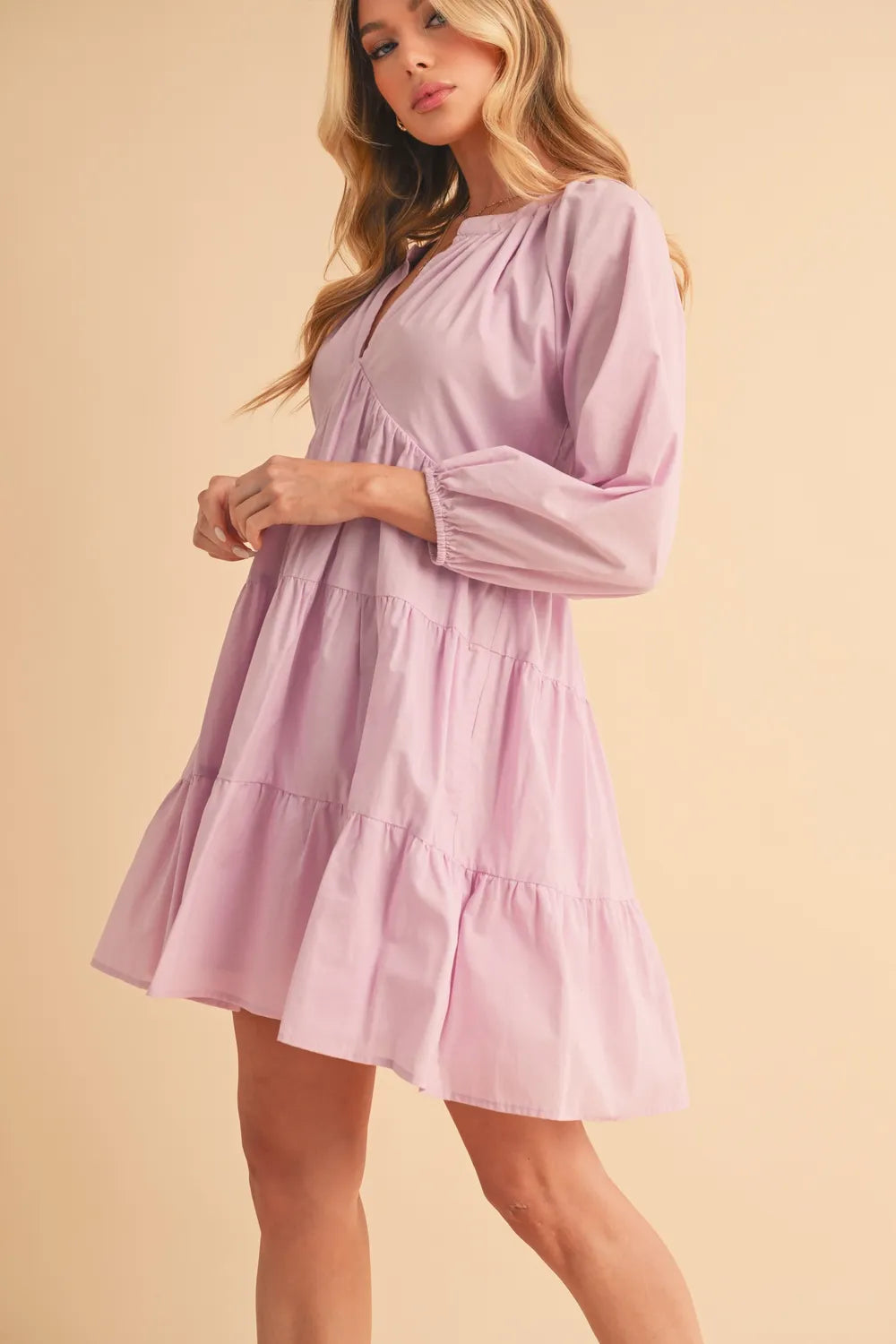 Lilac mini dress back view