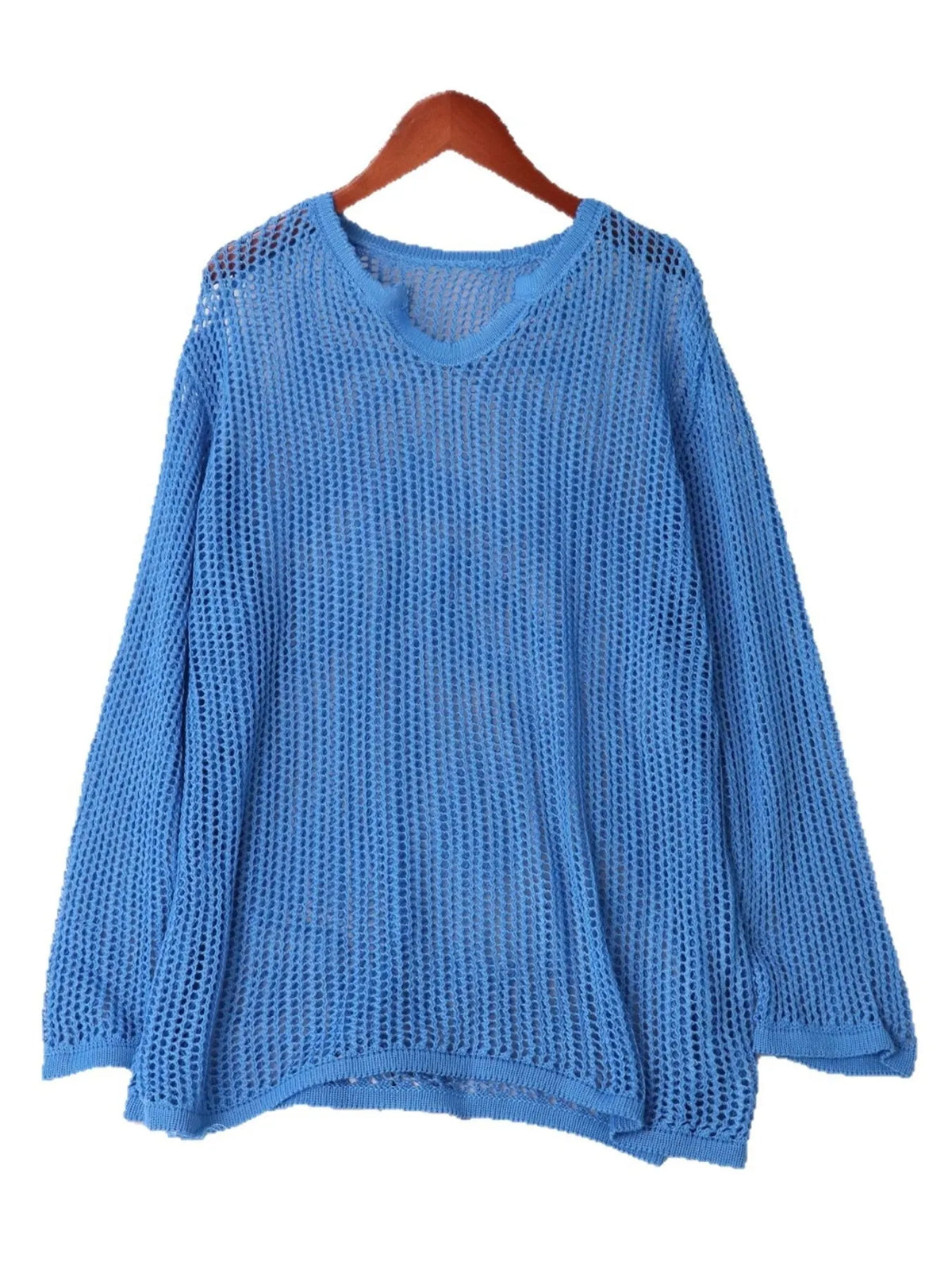 openwork relaxed knit cover up side view