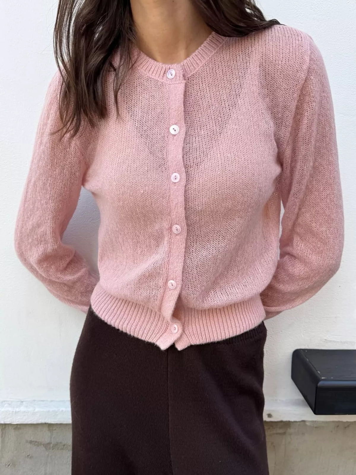 Button up cardigan knit detail