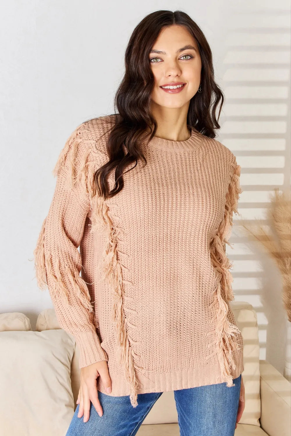And The Why Tassel Detail Long Sleeve Sweater - Fashorio