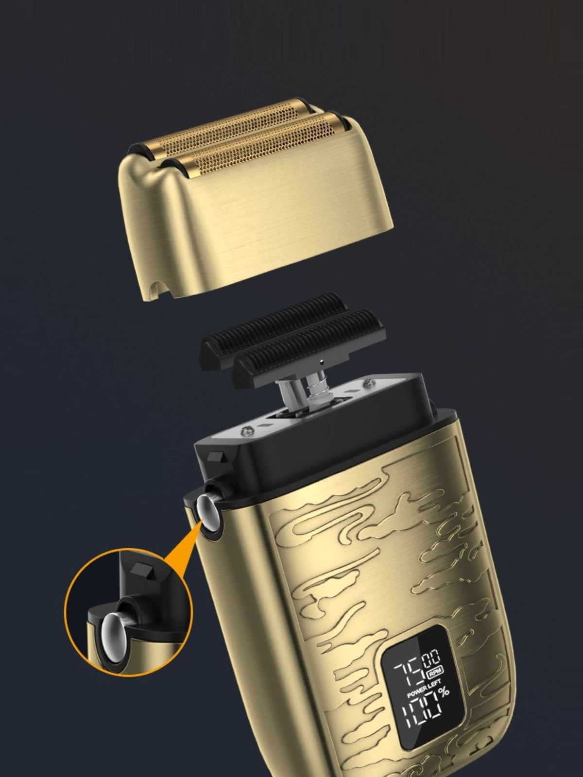 Electric shaver held in hand