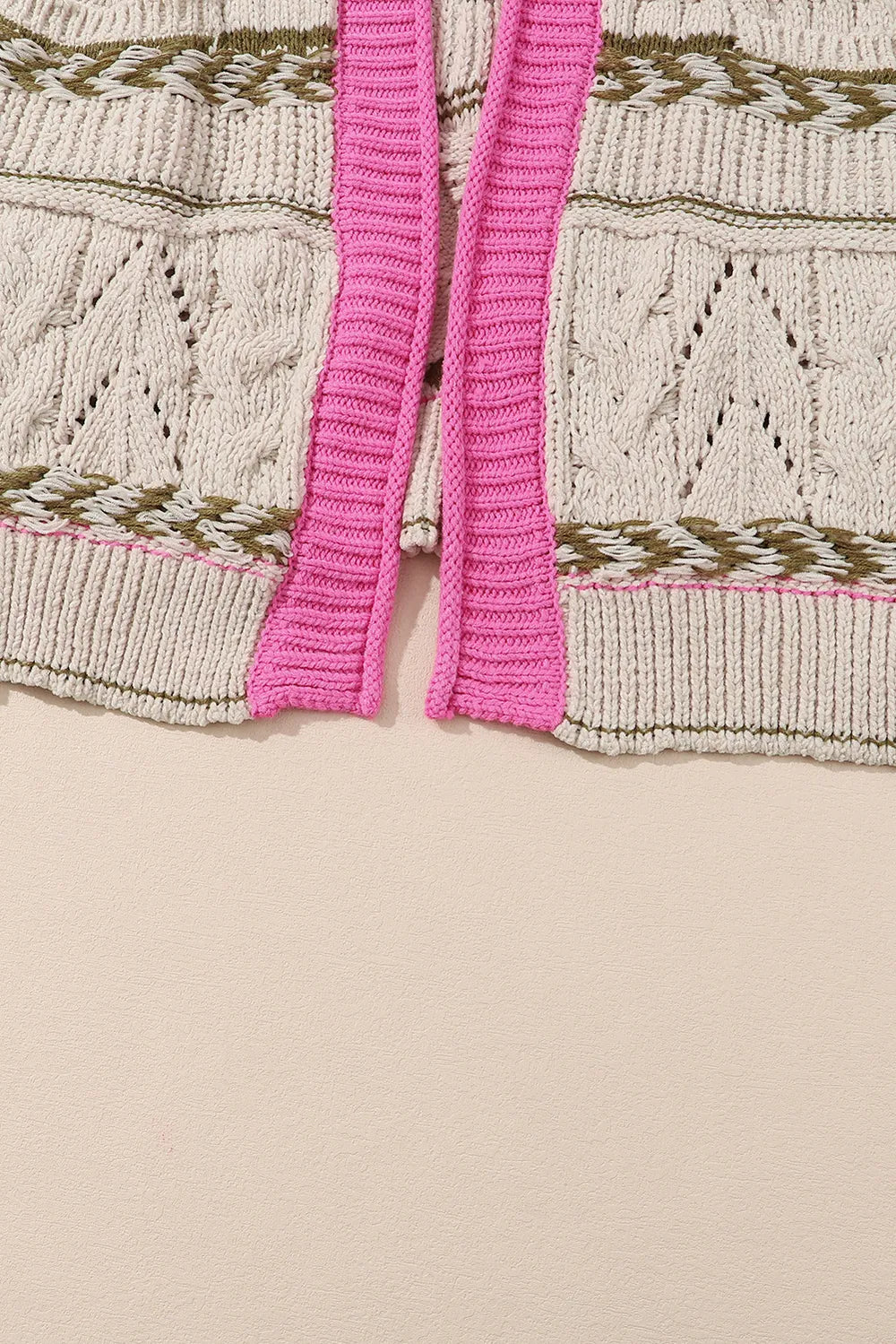 Contrast Tied Open Front Cardigan - Fashorio