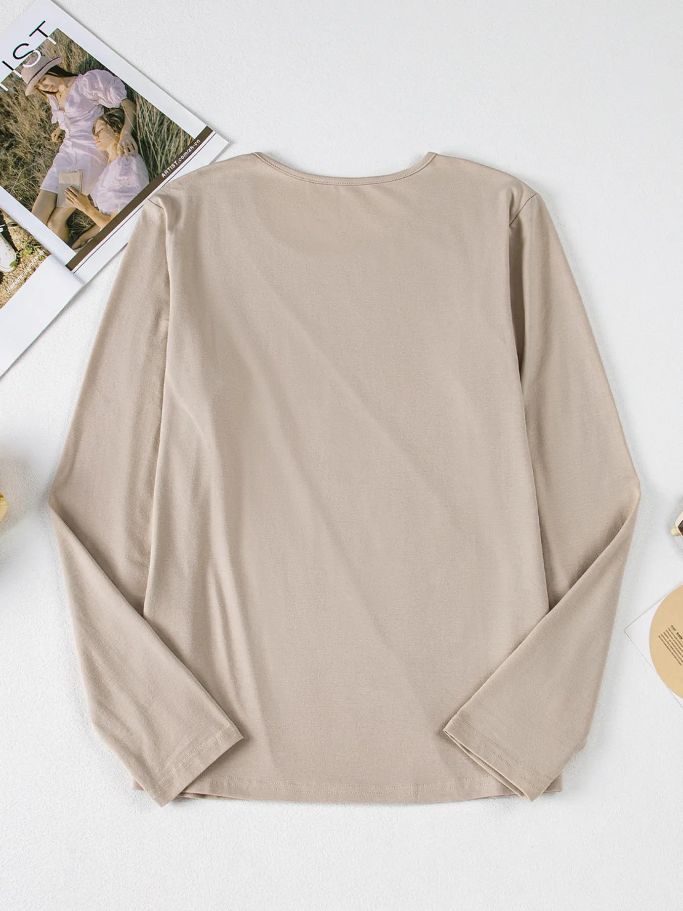 Asymmetric Seam Detail Long Sleeve Top - Fashorio