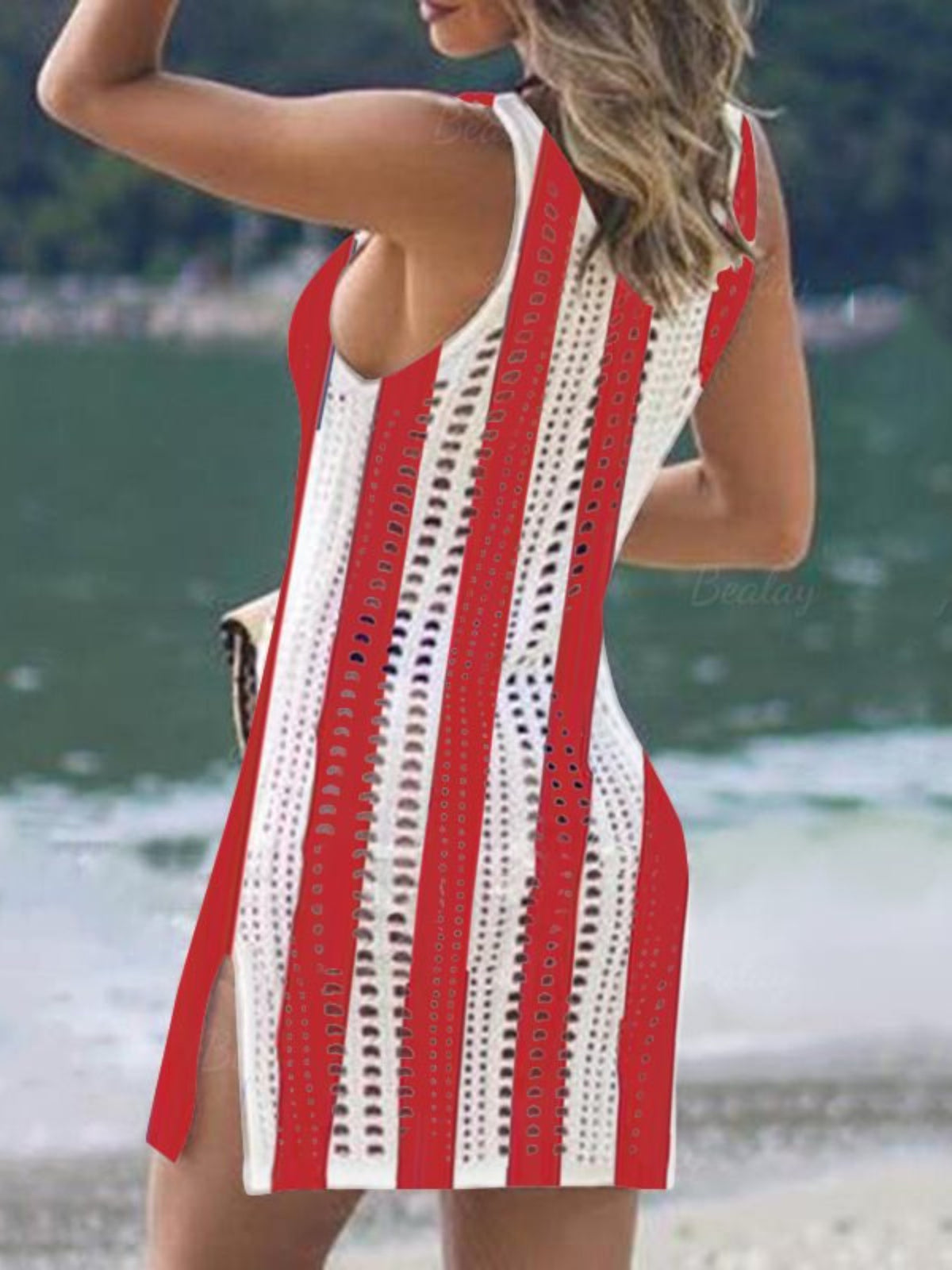 Slit knit cover up side view