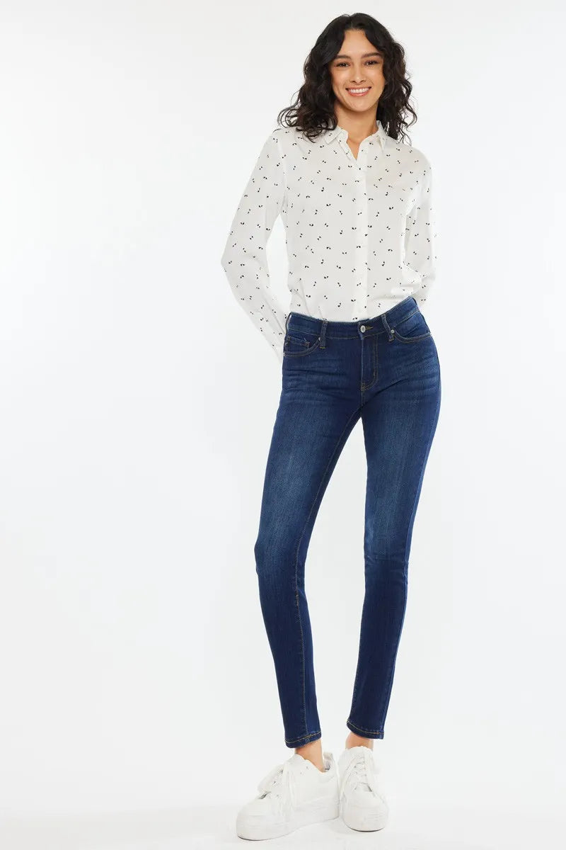 Mid rise super skinny jeans dark indigo front view