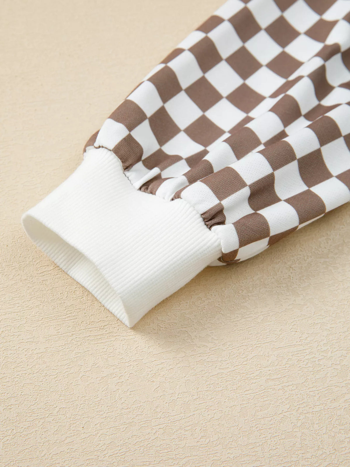 Checkered Print Polo Collar Cropped Long Sleeve Top and Drawstring Mini Skirt Set view 9