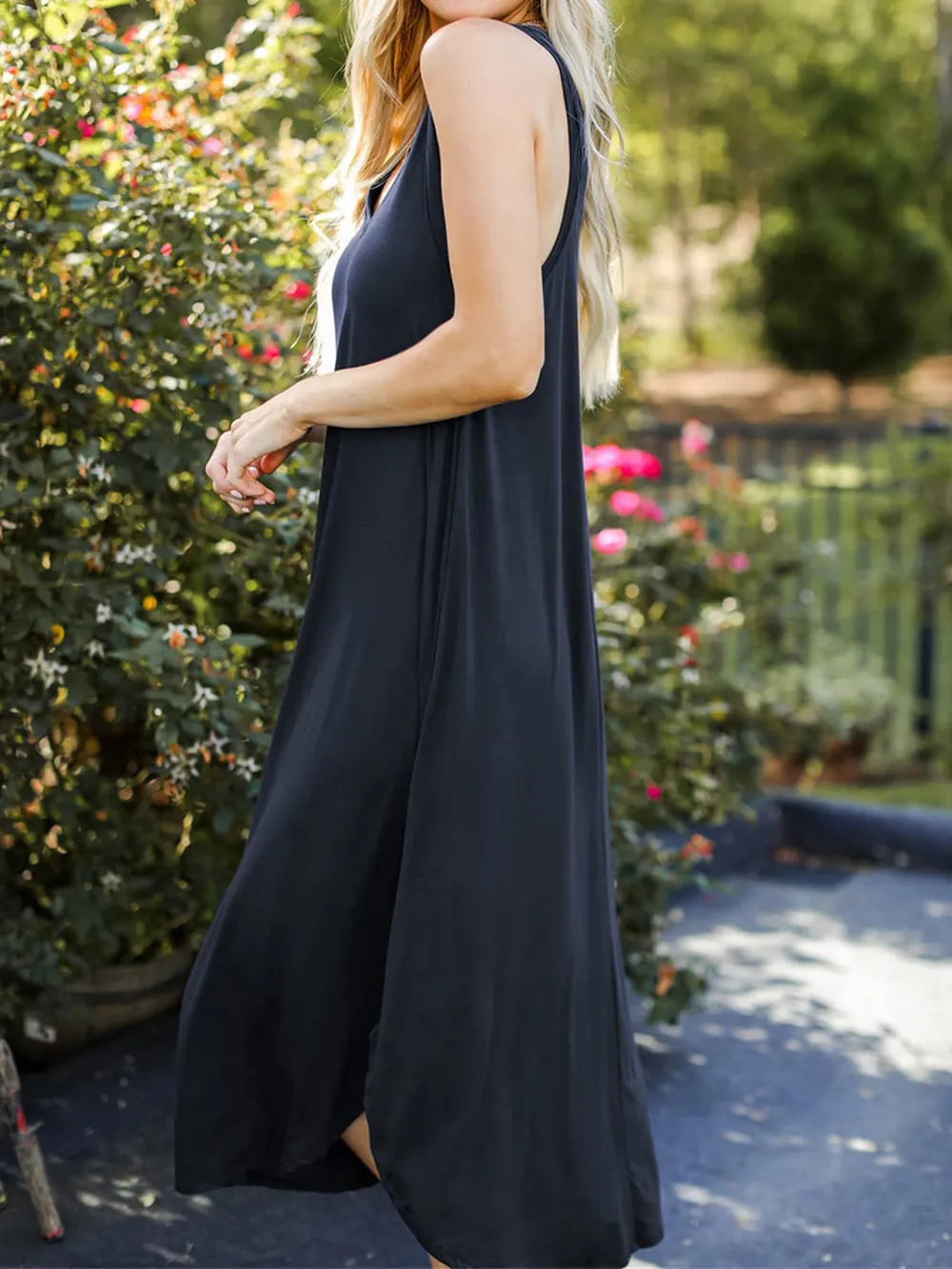 Full Size V-Neck Midi Tank Dress - Fashorio