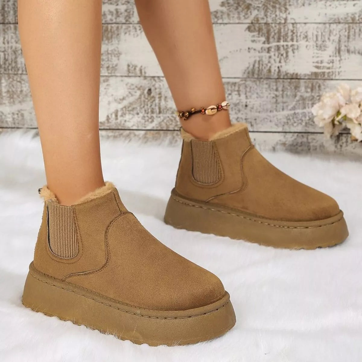 Round toe platform ankle boots laces detail