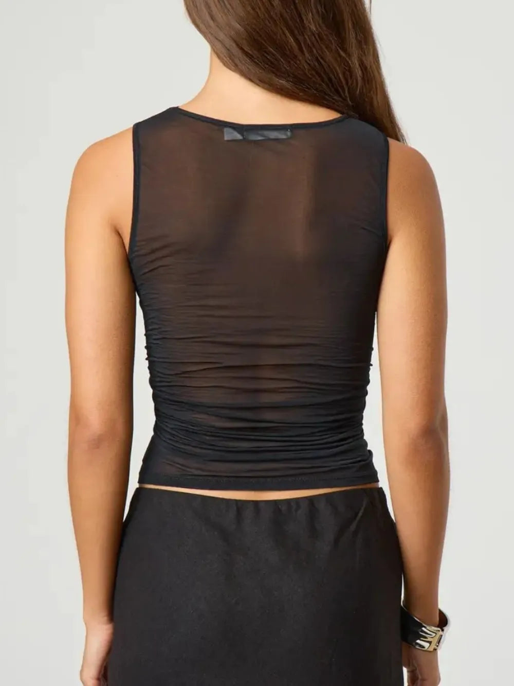 Ruched tank top ruching detail close up