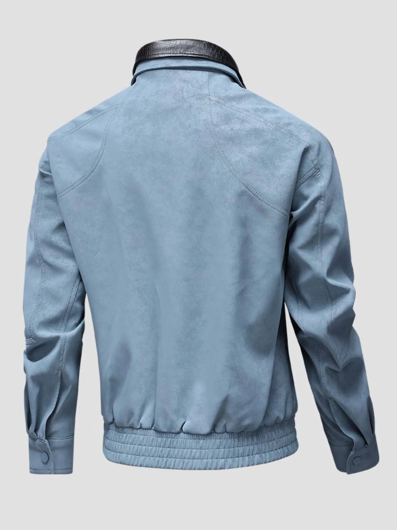 Men's Plus Size Leather Bomber Jacket with Full Zip Front - Fashorio