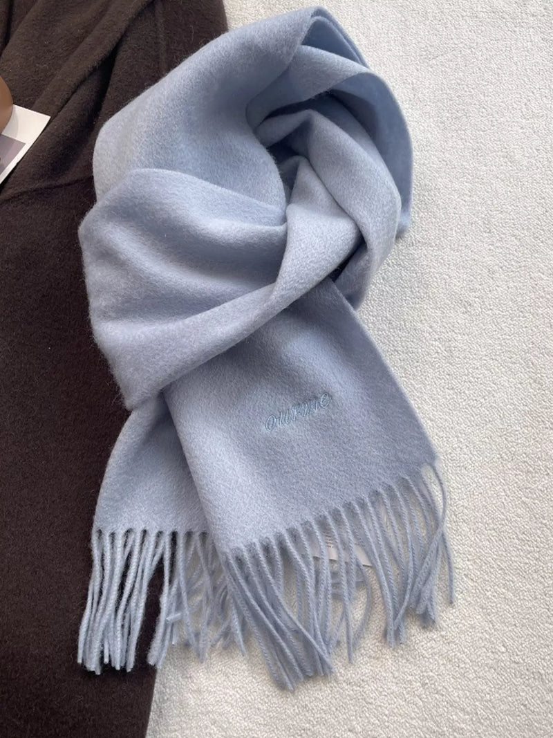 Fringe solid color scarf front drape