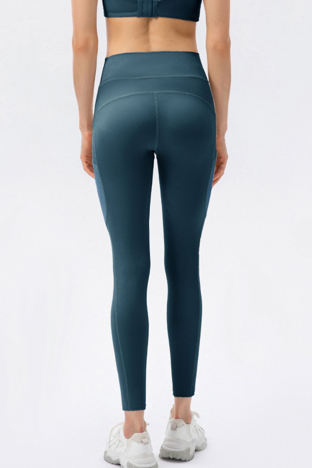 High waist slim fit sports pants full length view