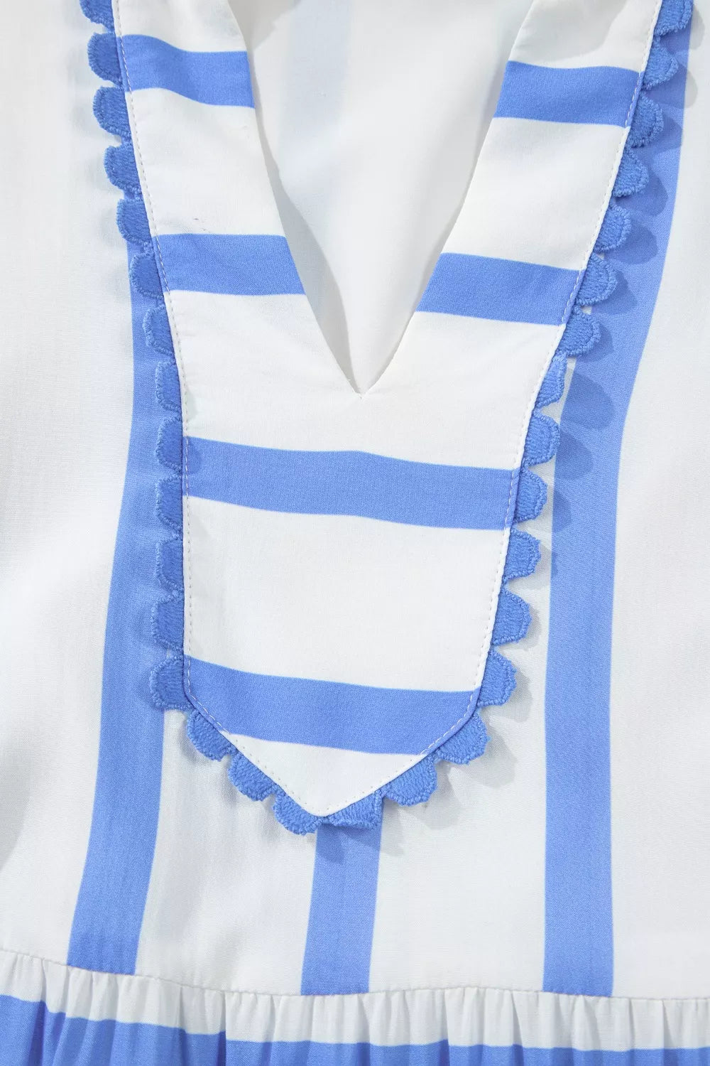 Light blue striped vacation dress styling view