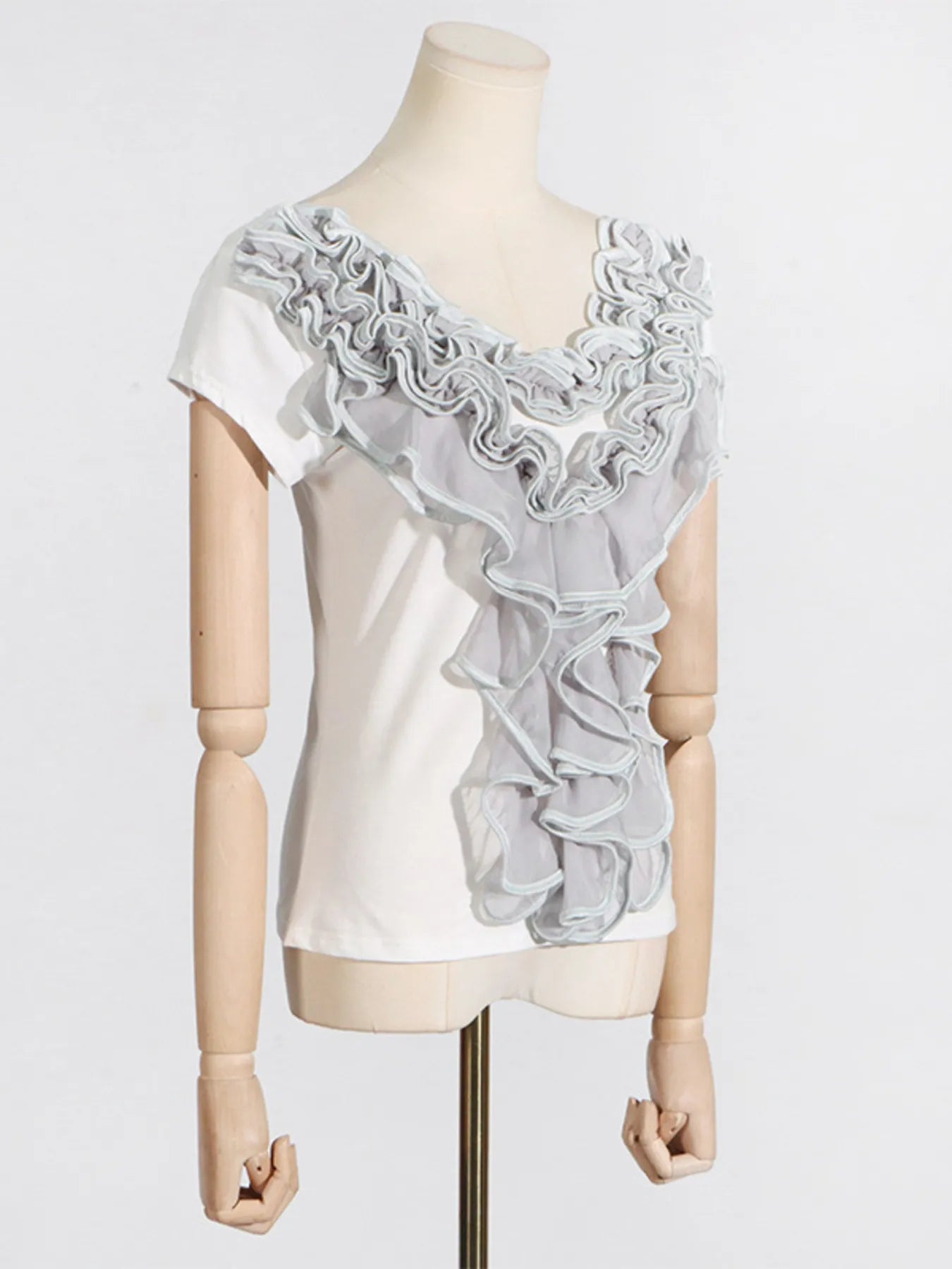 Ruffled Round Neck Top - Fashorio