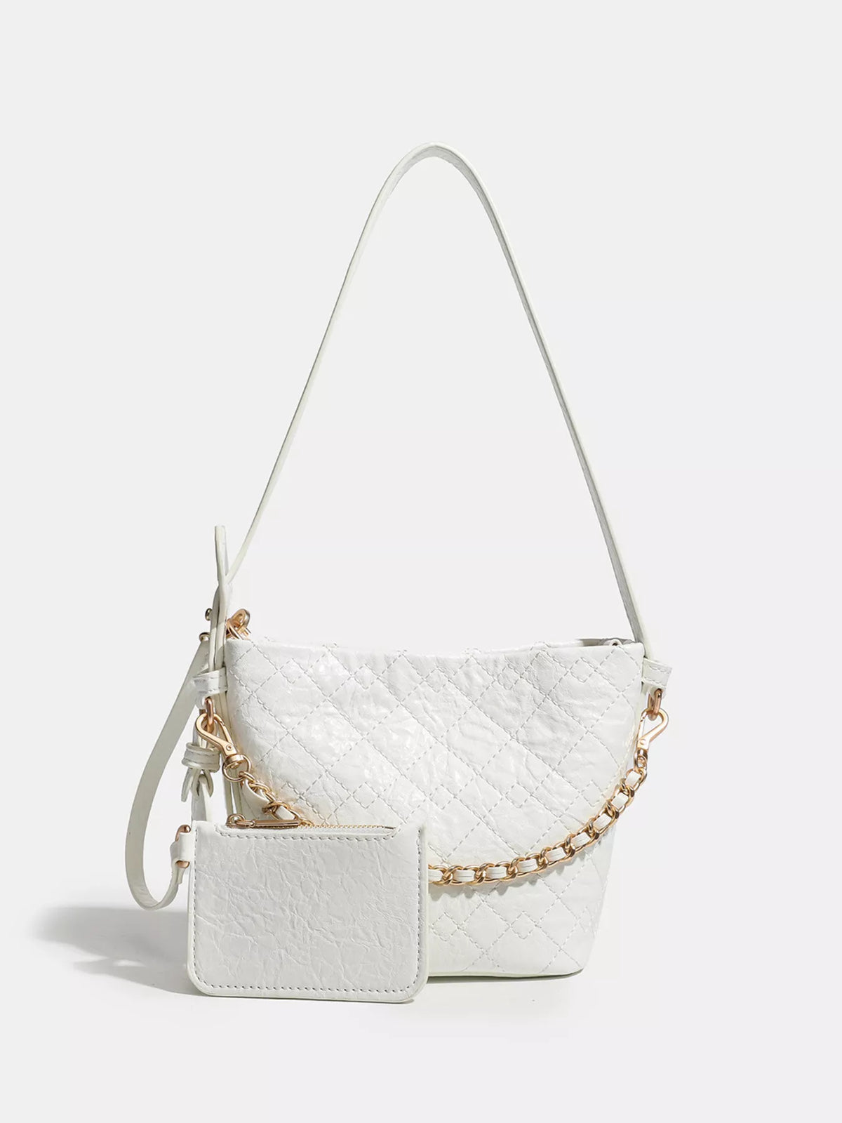Black mini bucket bag full shot
