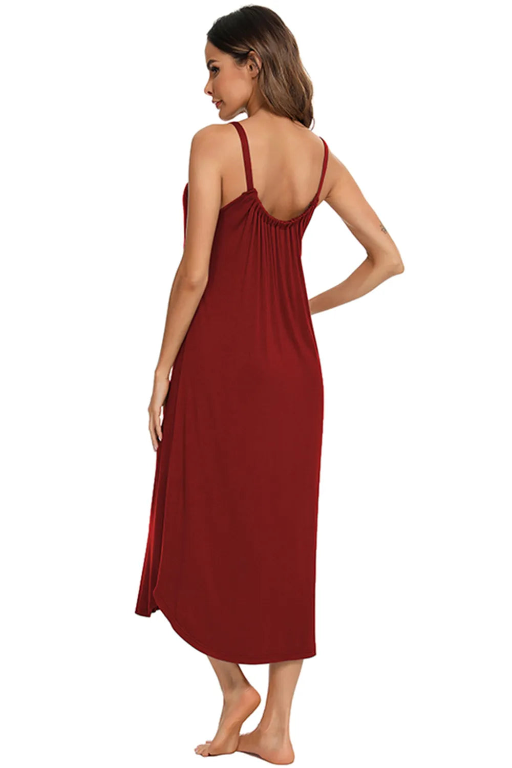 V-Neck Midi Lounge Dress - Fashorio