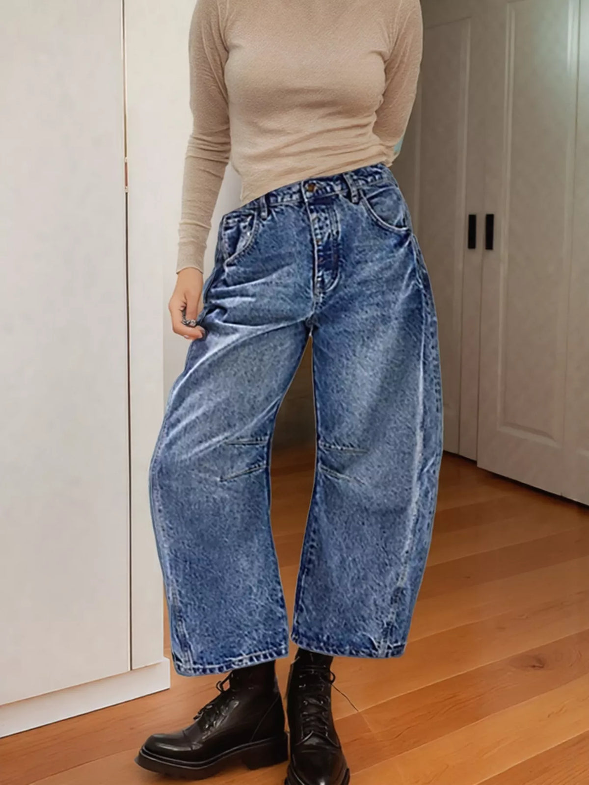 Wide Leg Relaxed Fit Denim Jeans, view 11