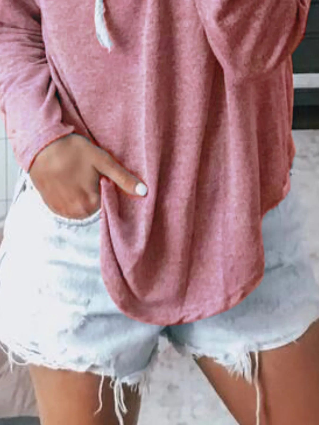 Full Size Drawstring Long Sleeve Hoodie Plus Size - Fashorio