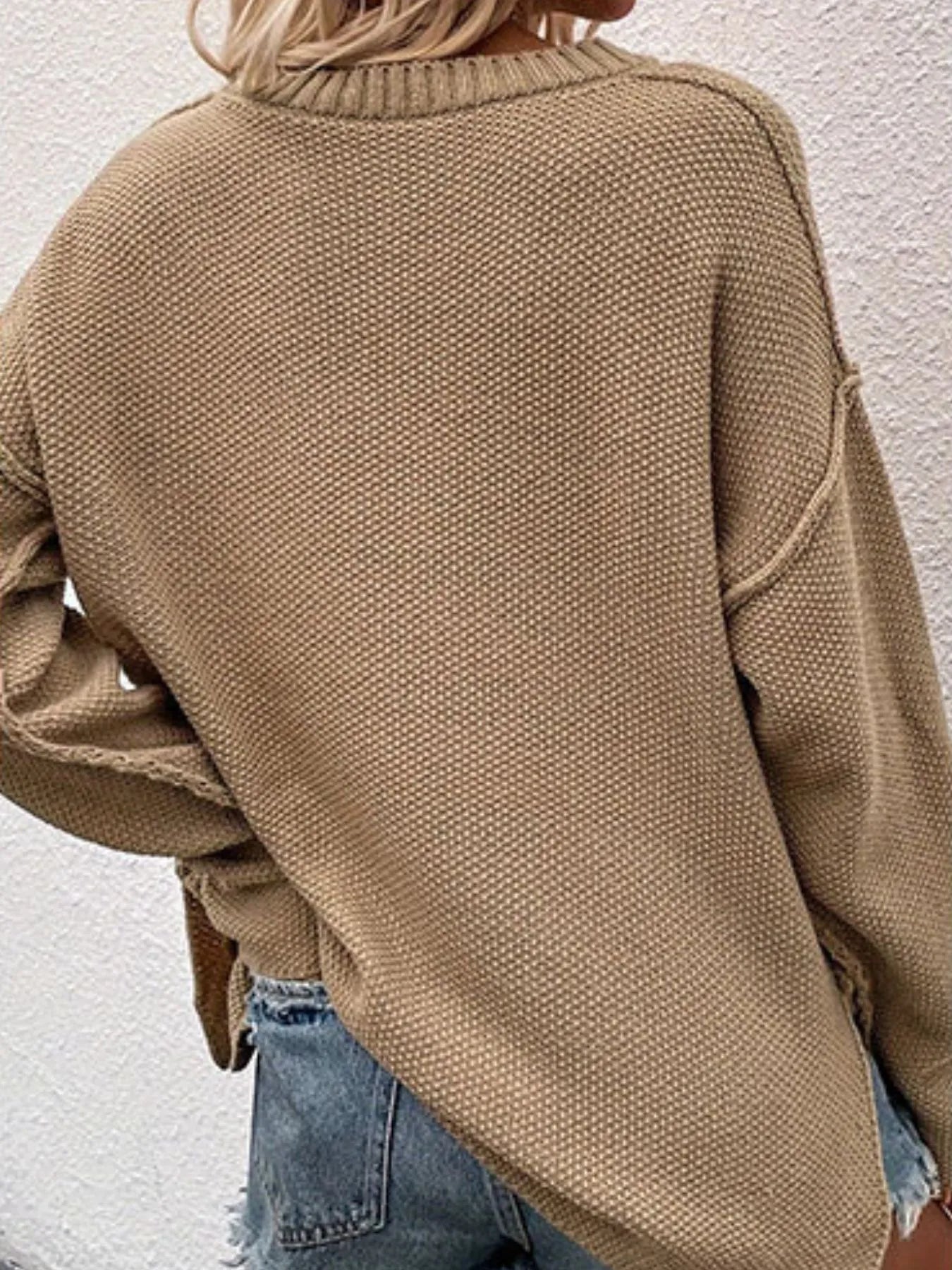 Button Detail Long Sleeve Knit Top - Fashorio