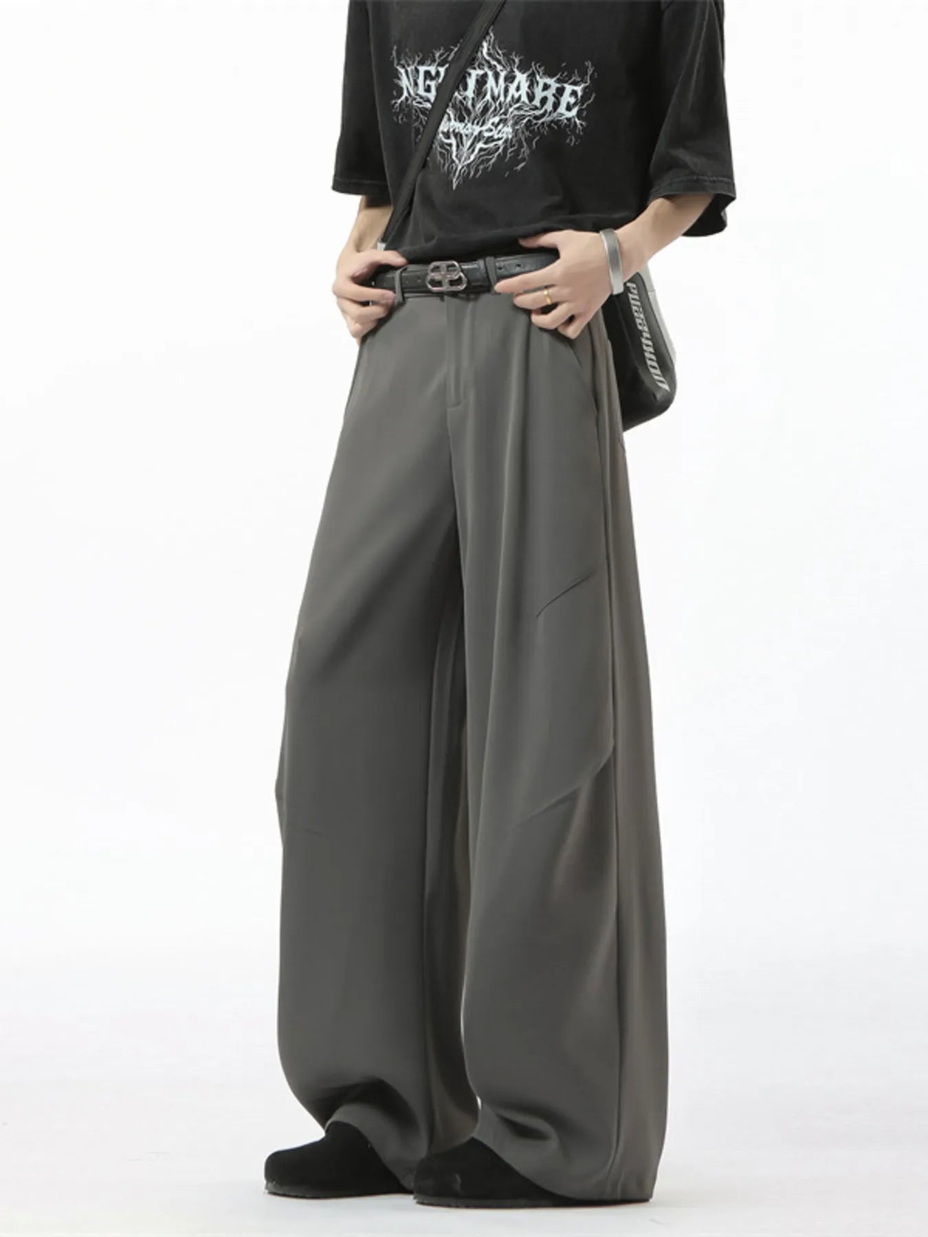 Men's Full Size Wide Leg Pants Plus Size Dark Gray - Fashorio