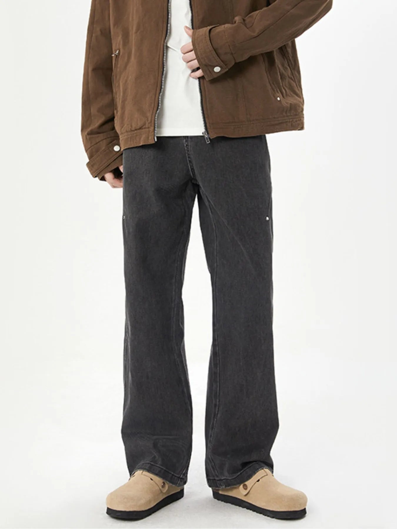 Men's Full Size Washed Straight Leg Jeans Plus Size - Fashorio