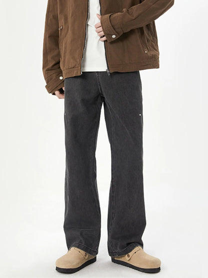 Men's Full Size Washed Straight Leg Jeans Plus Size - Fashorio