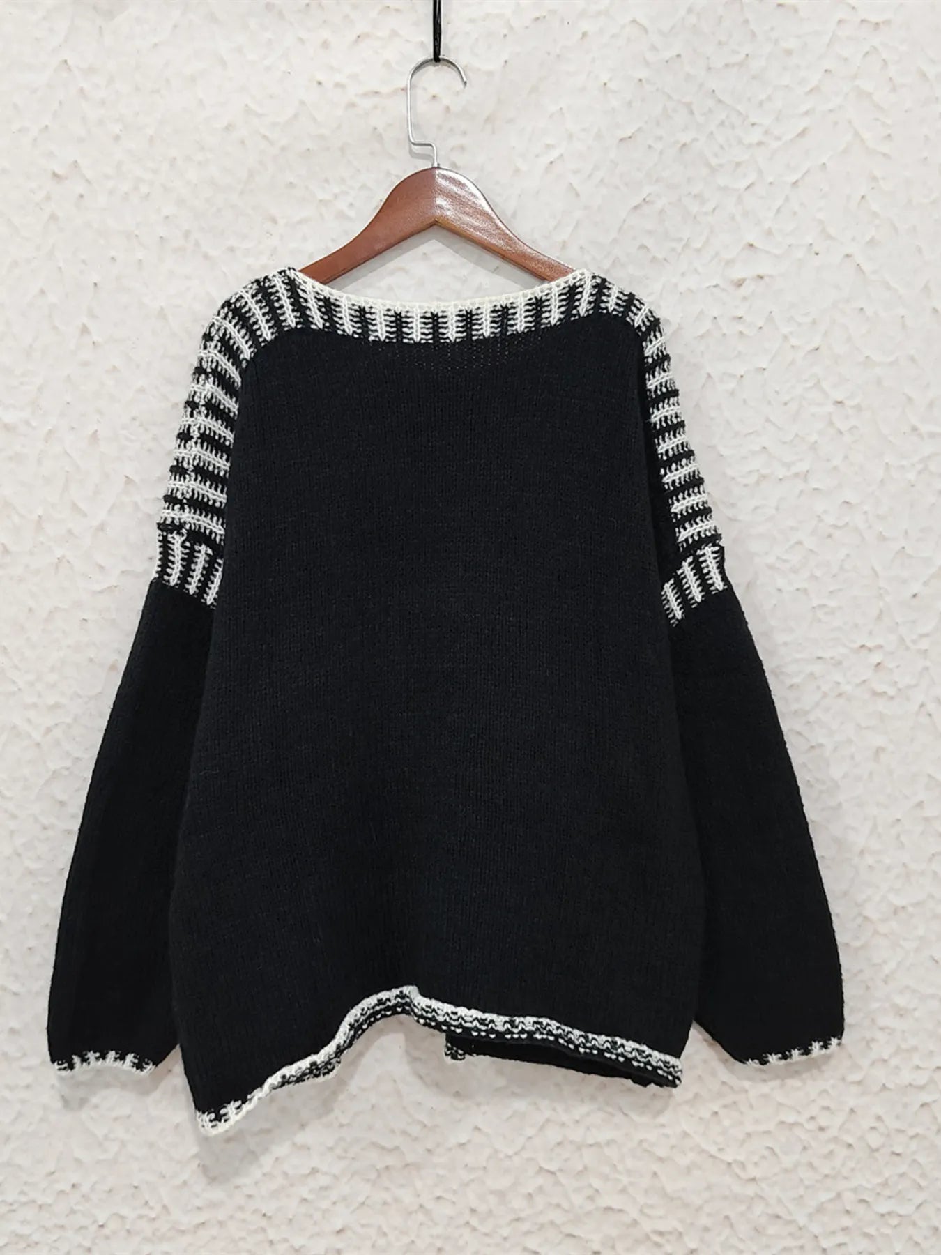 Contrast Trim Oversized Sweater - Fashorio