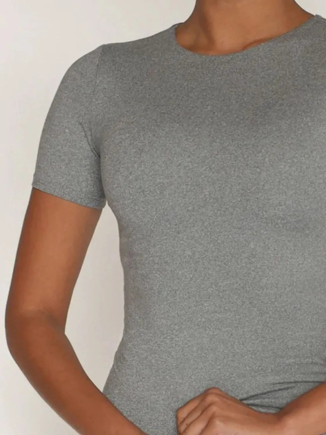 Round Neck Short Sleeve Swim Top - Fashorio