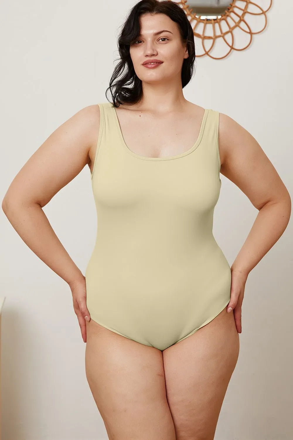 Square neck bodysuit shown from the side