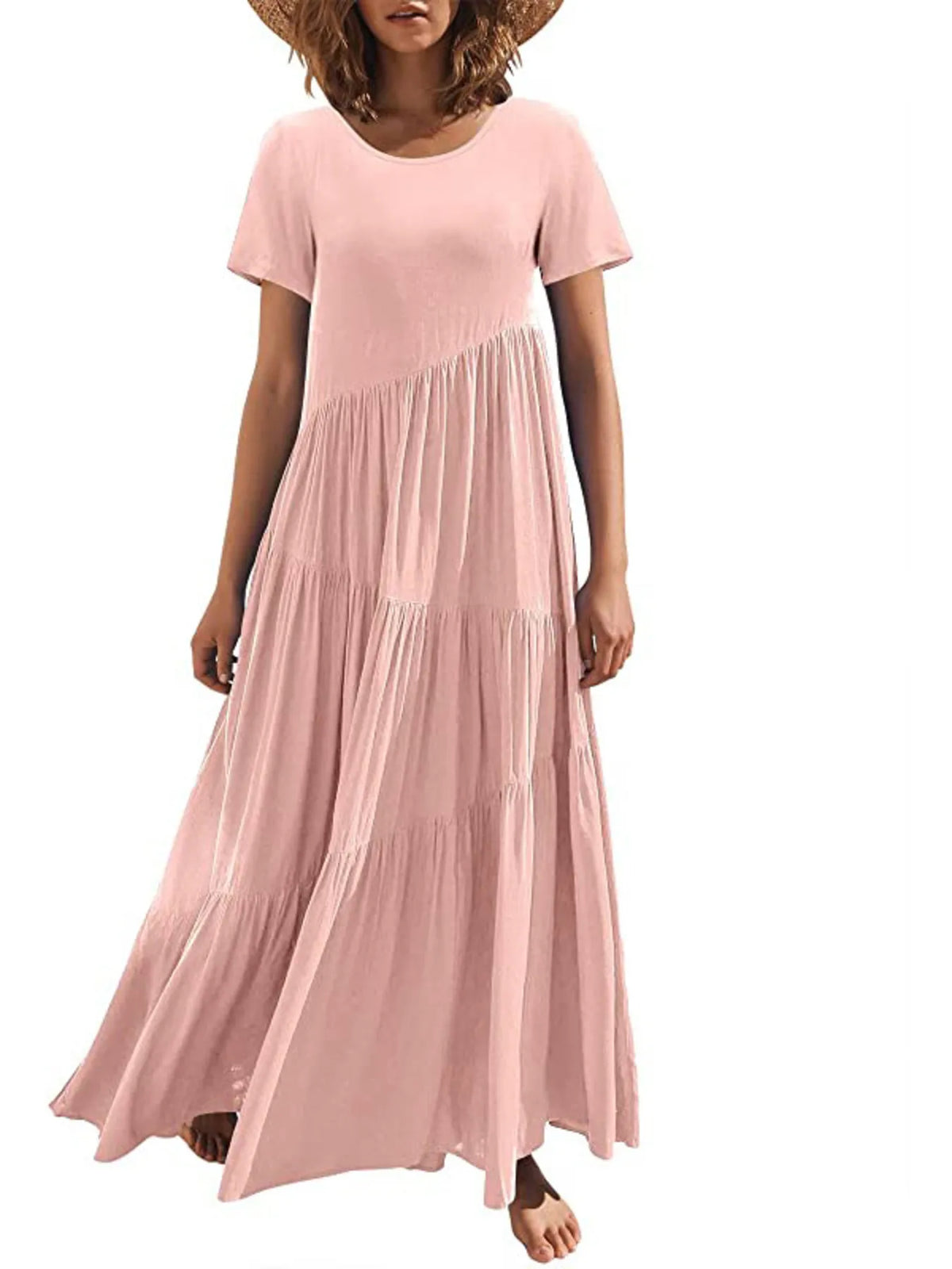 round neck tiered ruffle maxi dress portrait crop