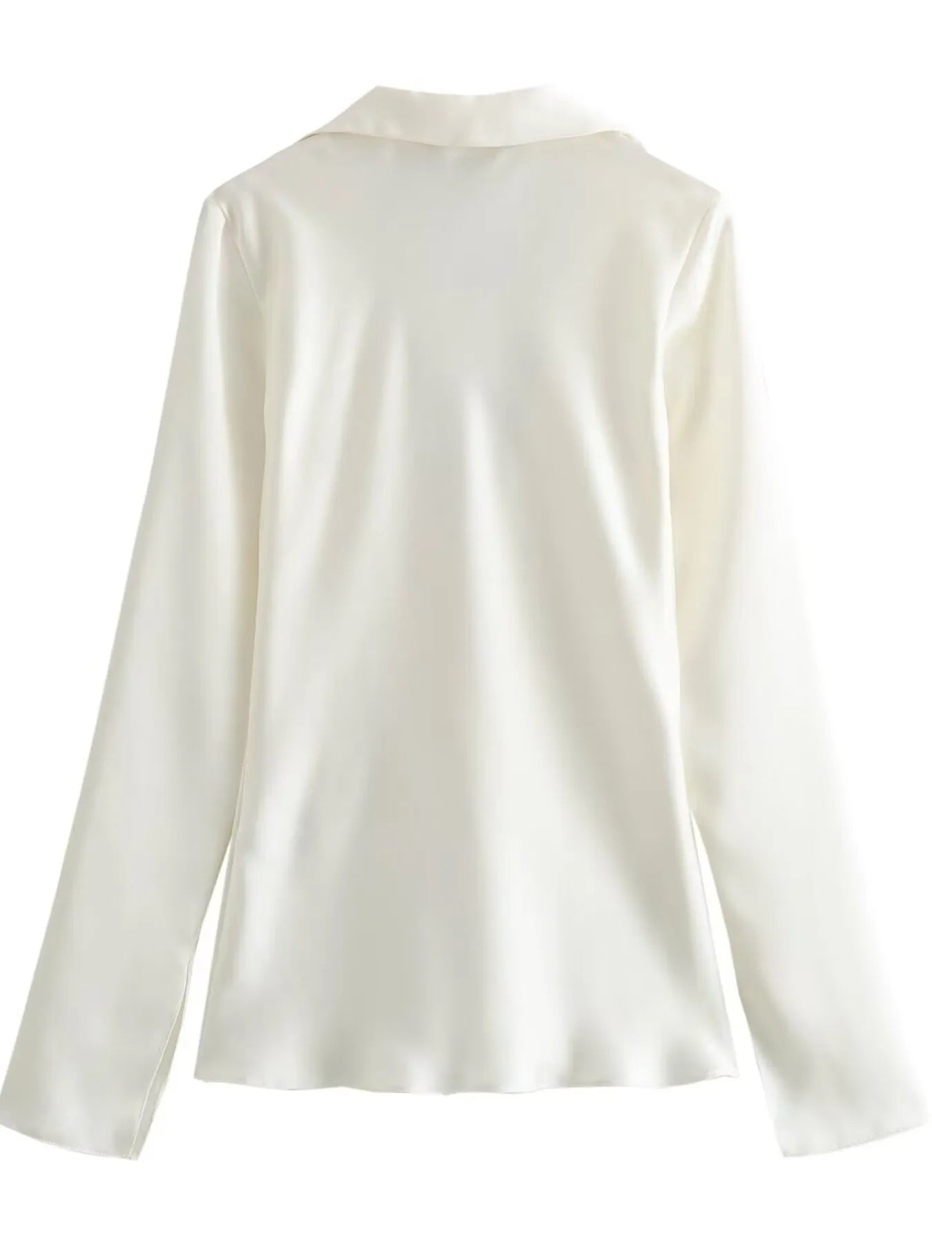 Satin Tie-Front Long Sleeve Shirt - Fashorio