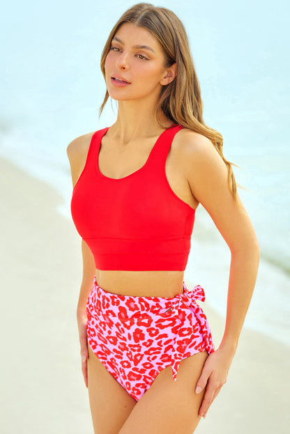 Two-Tone Tied Two-Piece Swimsuit - Fashorio