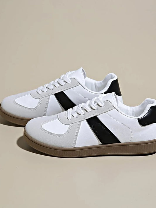 Stripe Lace Up Sneakers - Fashorio