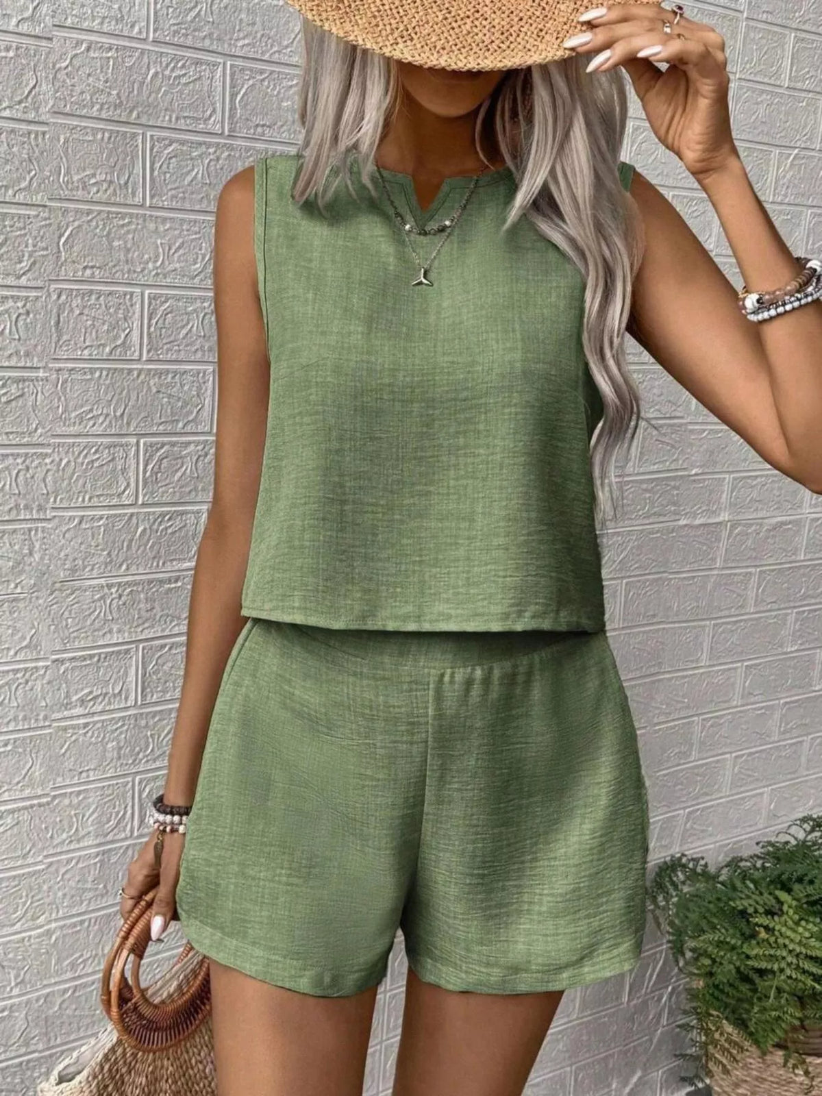 Sleeveless Top and Shorts Casual Two Piece Set, view 21