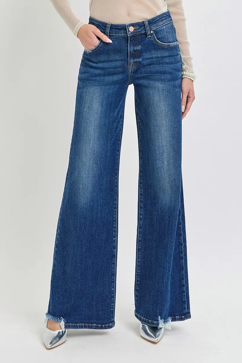 RISEN Full Size Mid Rise Wide Jeans Plus Size - Fashorio