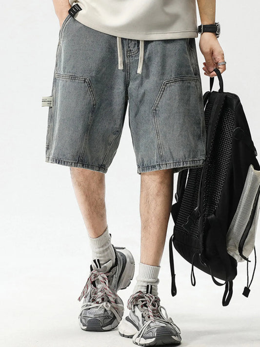 Men's Plus Size Drawstring Loose Fit Denim Shorts Retro Color - Fashorio
