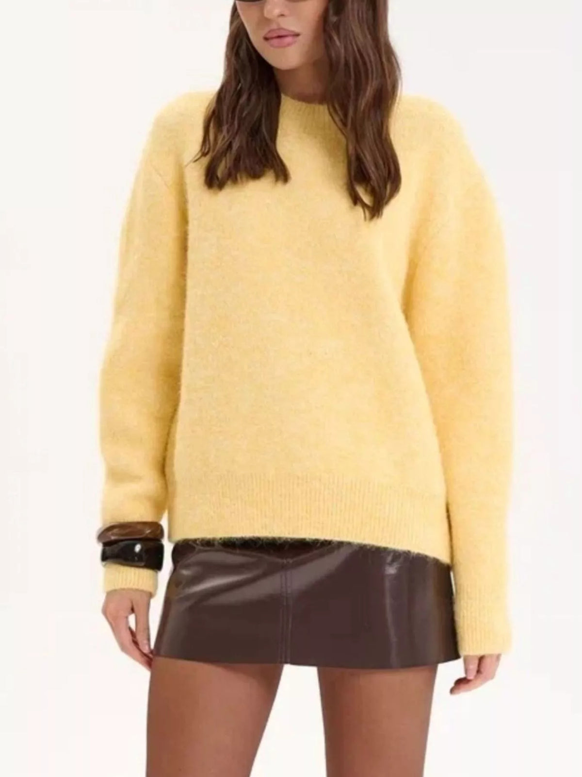 round neck dropped shoulder sweater shoulder detail