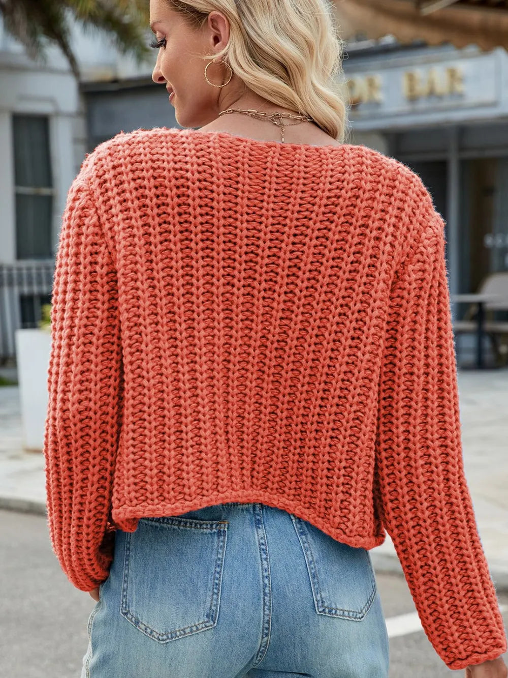 Round Neck Button Up Cardigan with Pockets - Fashorio