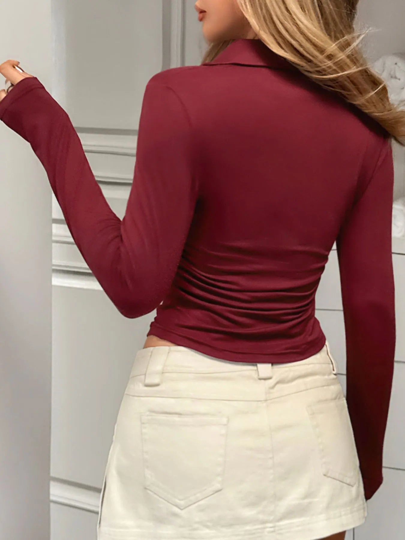 Johnny Collar Long Sleeve T-Shirt - Fashorio