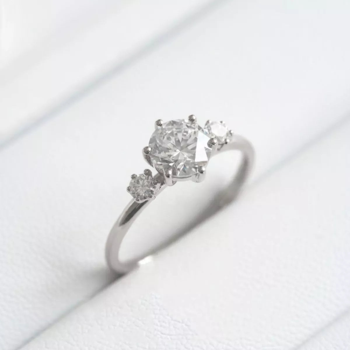 Sterling silver moissanite adjustable ring detail view